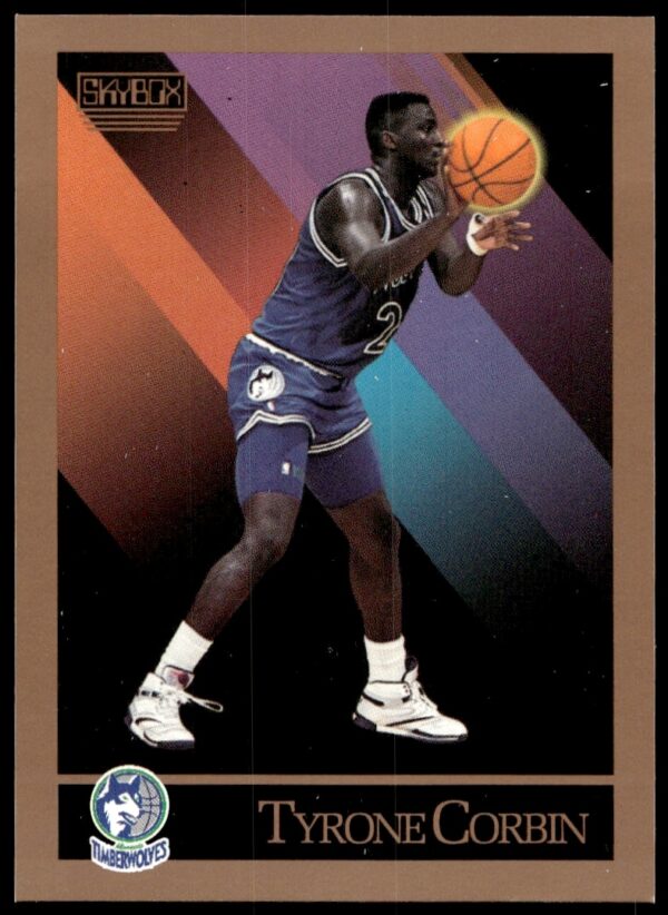 1990-91 SkyBox Tyrone Corbin basketball card #169, showcasing dynamic NBA action.