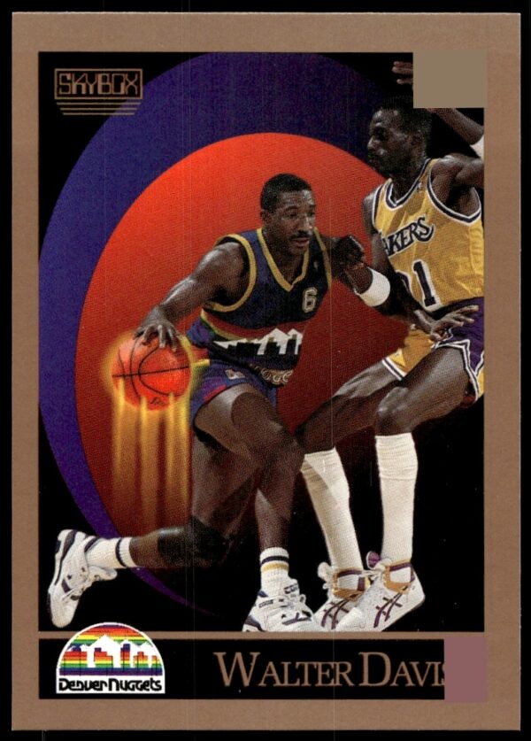 Walter Davis 1990-91 SkyBox Basketball Card #73, showcasing team jersey and career highlights.