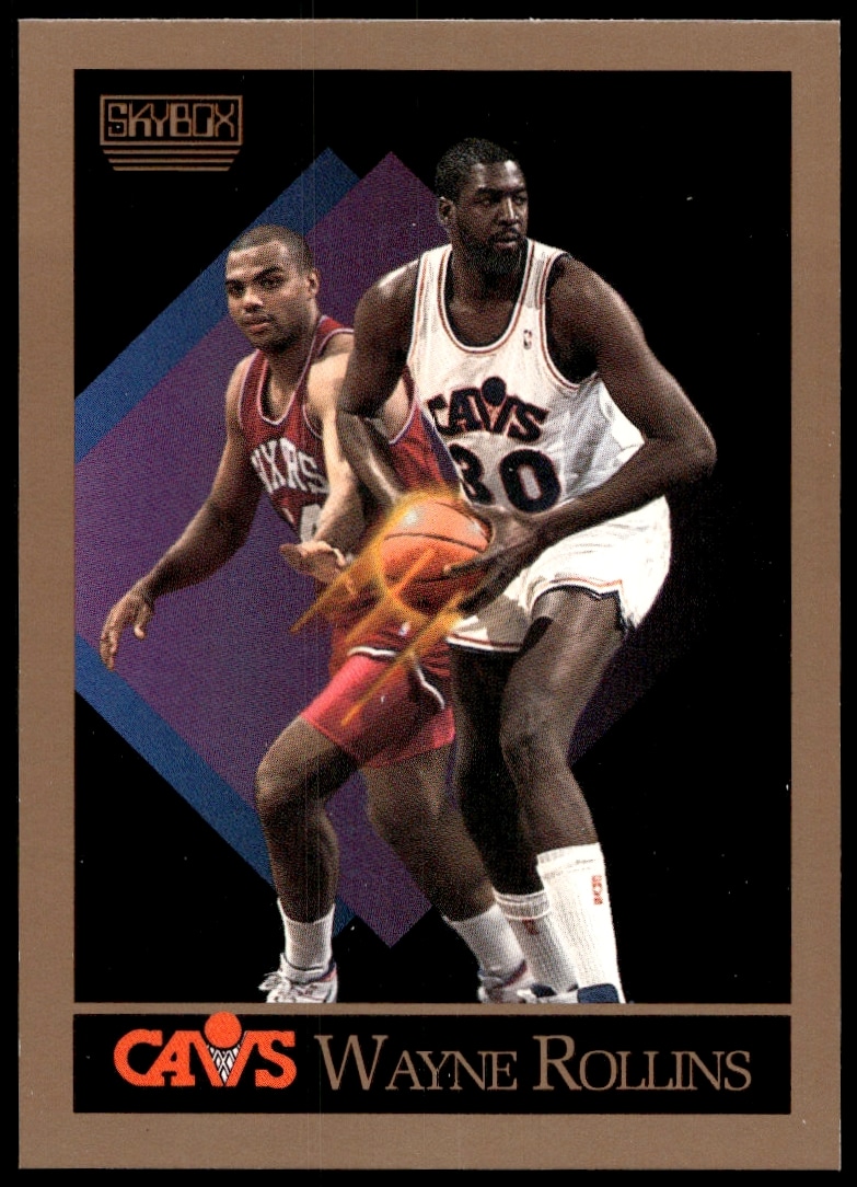 1990-91 SkyBox Basketball Card #57 featuring Wayne Rollins in action, vibrant and dynamic design.