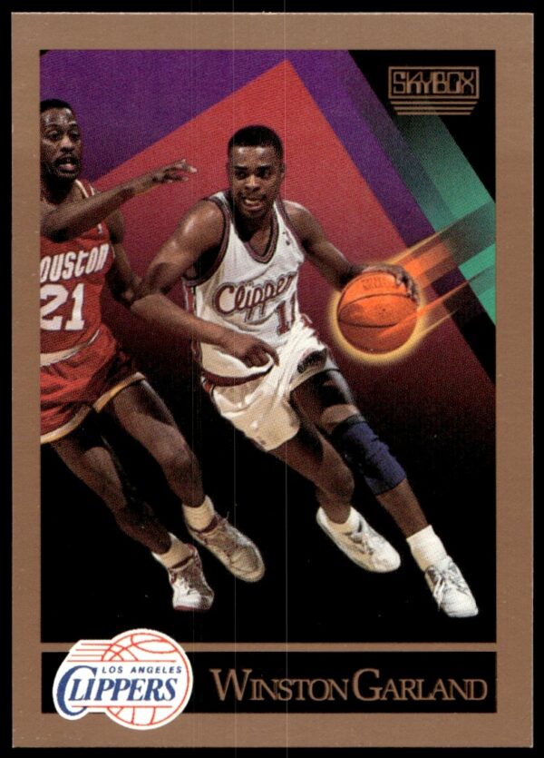 Winston Garland in action on 1990-91 SkyBox basketball card #125, highlighting NBA career.