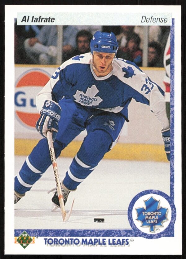 Al Iafrate 1990-91 Upper Deck hockey card, #157, showcasing dynamic on-ice action.