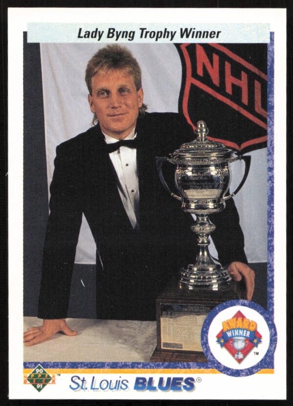 Brett Hull 1990-91 Upper Deck #203 Hockey Card Front in St. Louis Blues Uniform
