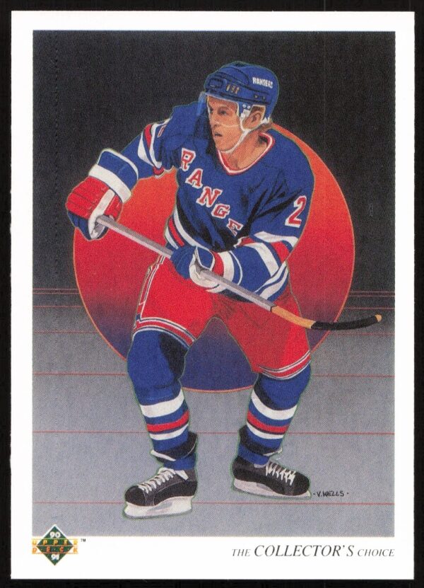 Brian Leetch 1990-91 Upper Deck hockey card, New York Rangers action shot, card #315.