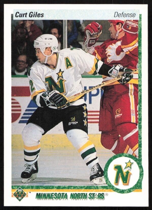 Curt Giles 1990-91 Upper Deck Hockey Card #9 in North Stars Uniform.