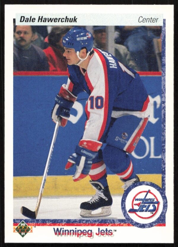 Dale Hawerchuk 1990-91 Upper Deck hockey card, number 53, front view.