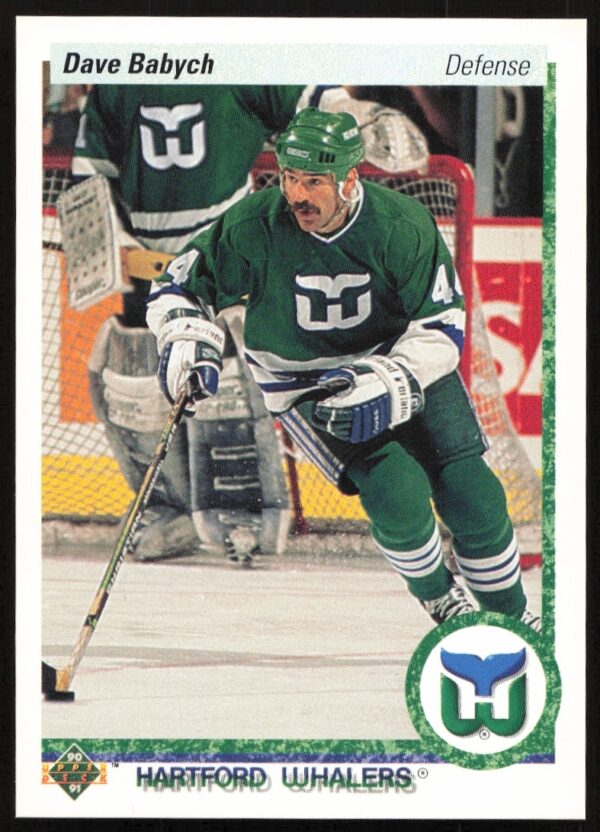 Dave Babych 1990-91 Upper Deck Hockey Card #194, Action Shot, Blue Jersey.