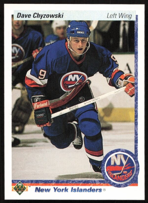 Dave Chyzowski hockey card, 1990-91 Upper Deck #228, front view.