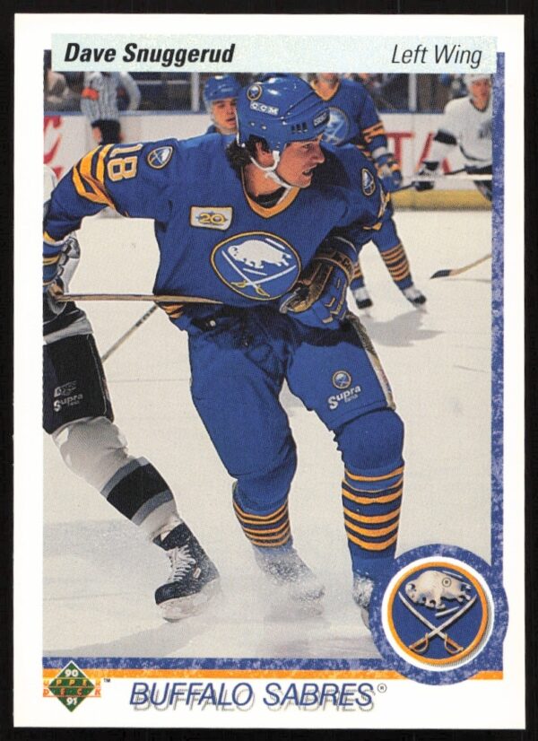 Dave Snuggerud 1990-91 Upper Deck Hockey Card #189, Buffalo Sabres Uniform.
