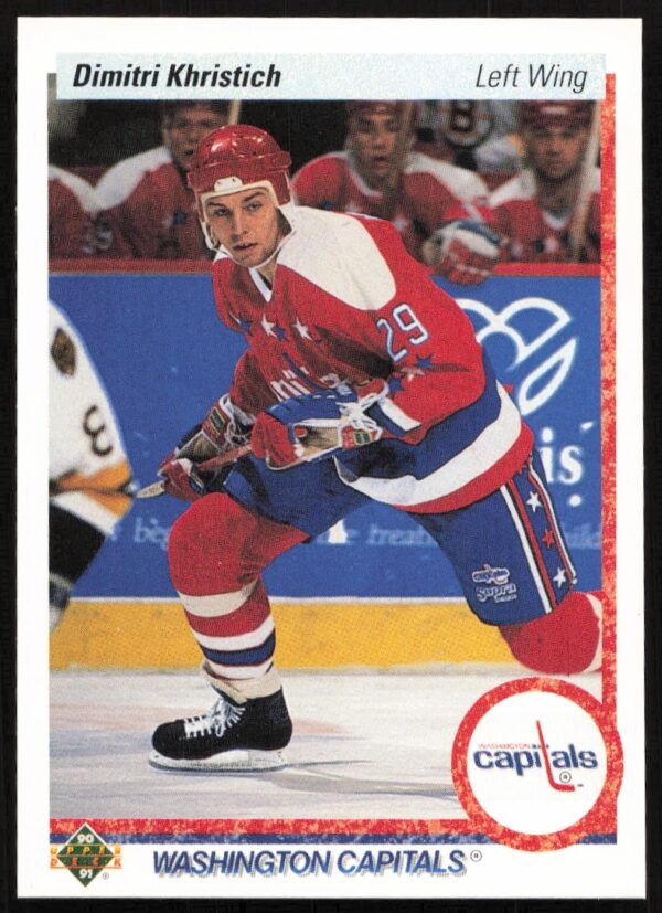 Upper Deck 1990-91 Dmitri Khristich hockey card #537 featuring him in a Winnipeg Jets jersey.