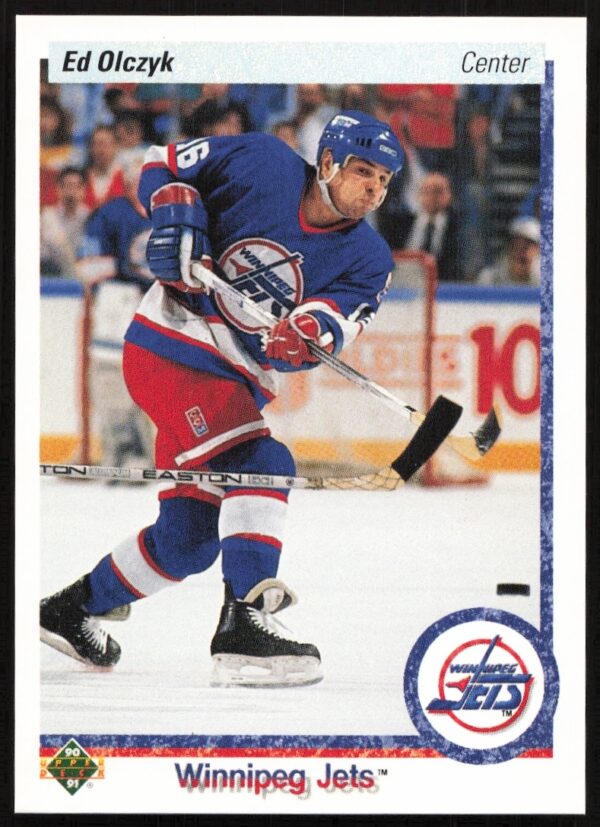 Ed Olczyk 1990-91 Upper Deck Hockey Card #431 featuring dynamic action.