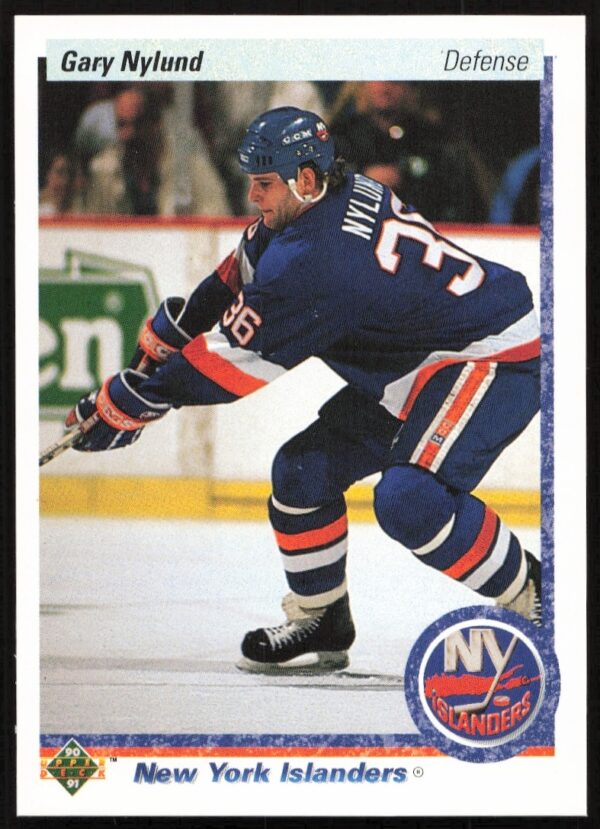 Gary Nylund 1990-91 Upper Deck Hockey Card #139, featuring dynamic in-action NHL image.