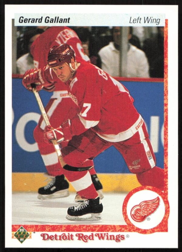 Gerard Gallant 1990-91 hockey card, Detroit Red Wings, Upper Deck #134.