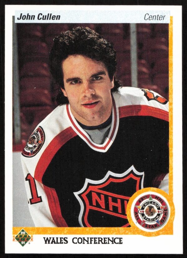 1990-91 Upper Deck John Cullen hockey card #492, showcasing his NHL dynamic playstyle.