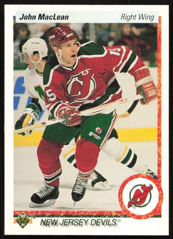 John MacLean 1990-91 Upper Deck Hockey Card #161, New Jersey Devils Uniform.