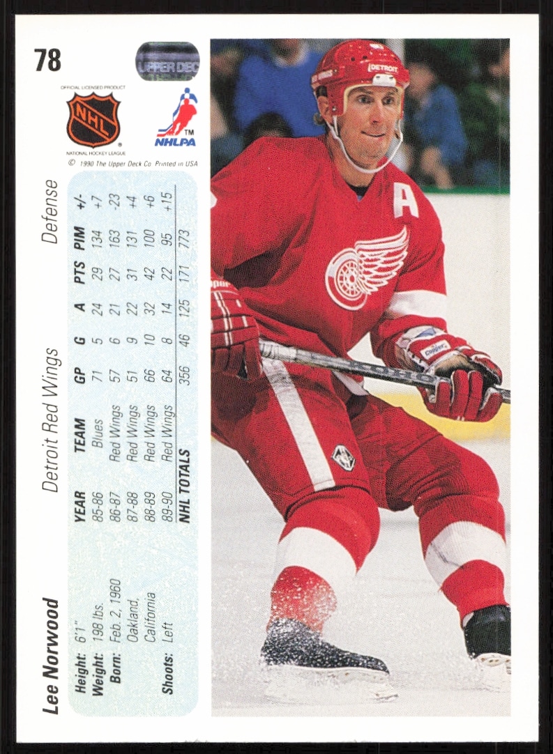 Lee Norwood 1990-91 Upper Deck #78: Stats, Bio, Season Highlights.