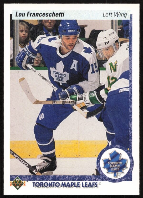 Lou Franceschetti 1990-91 Upper Deck Hockey Card #396, featuring intense on-ice action.