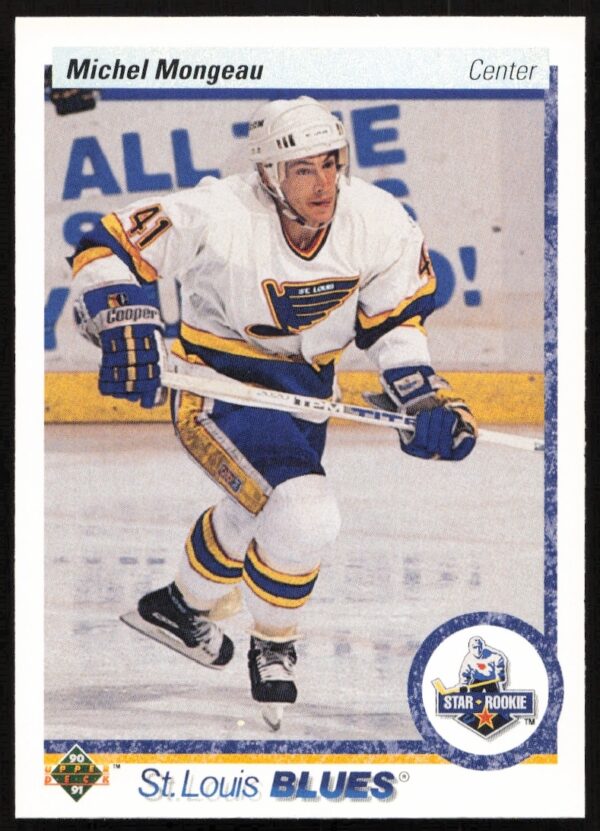 Michel Mongeau 1990-91 Upper Deck hockey card #345, showcasing dynamic game action.
