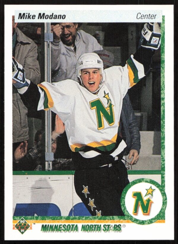 Mike Modano 1990-91 Upper Deck card #46, Minnesota North Stars, front view.