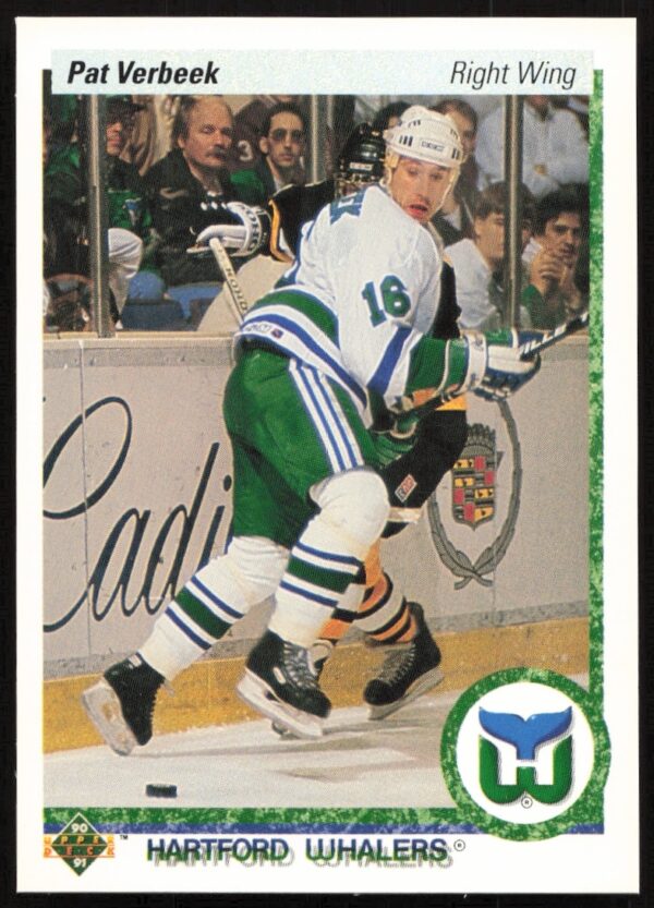 Pat Verbeek 1990-91 Upper Deck Hockey Card #172, iconic right winger in action.