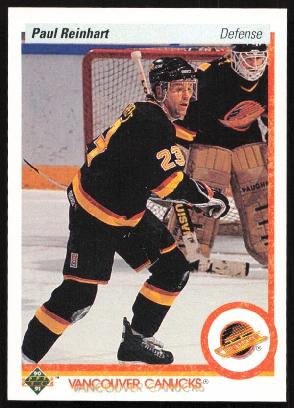 1990-91 Upper Deck Paul Reinhart Hockey Card #110, Calgary Flames, Action Image.