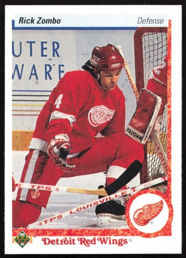 Rick Zombo 1990-91 Upper Deck #115 Hockey Card, Front View, Detroit Red Wings.