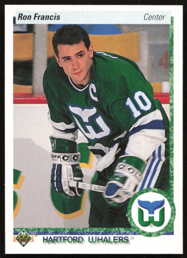 Ron Francis 1990-91 Upper Deck Card #67 in Hartford Whalers uniform.