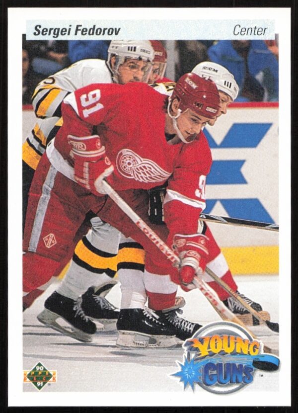 Sergei Fedorov rookie card, 1990-91 Upper Deck #525, Detroit Red Wings.