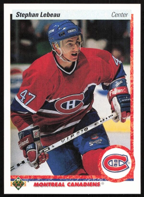 Stephan Lebeau 1990-91 Upper Deck hockey card, Montreal Canadiens, card #51.