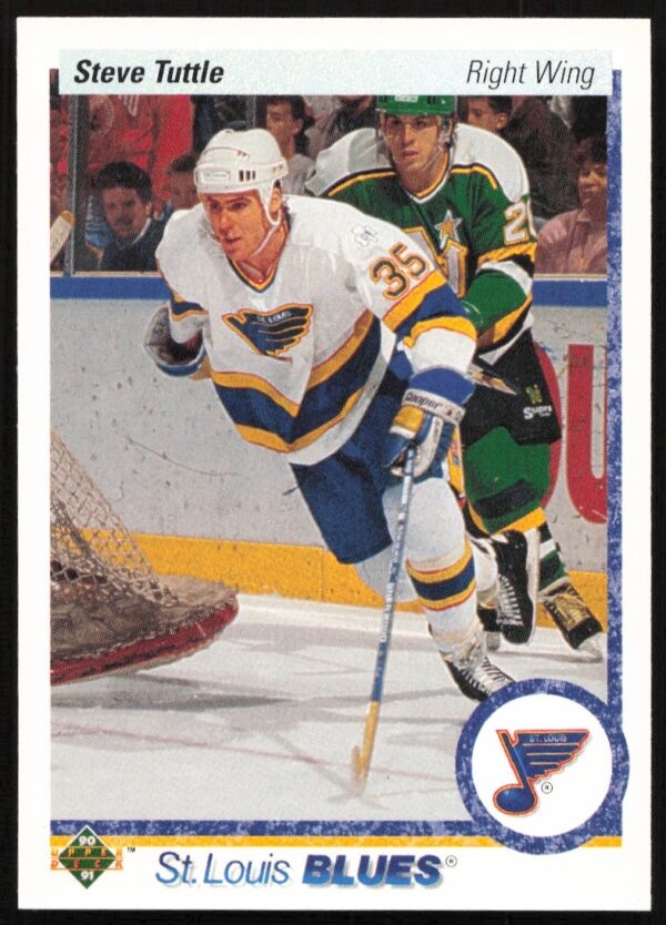 Steve Tuttle in St. Louis Blues jersey, 1990-91 Upper Deck hockey card #195.