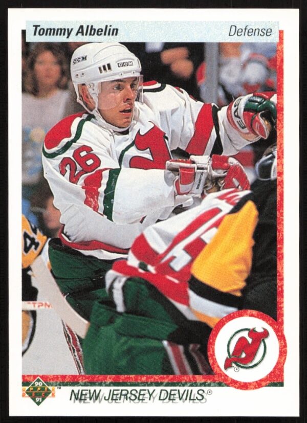 Tommy Albelin 1990-91 Upper Deck hockey card #88, New Jersey Devils defenseman.