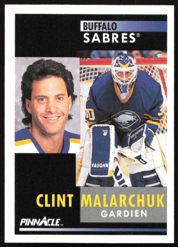 Clint Malarchuk 1991-92 Pinnacle Hockey Card #103 in Action.
