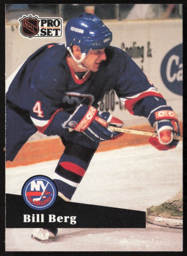 Bill Berg 1991-92 Pro Set NHL hockey card #145 featuring game-action scene.