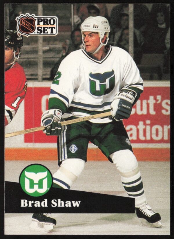 Brad Shaw 1991-92 NHL Card #87 Front - Pro Set Trading Card.