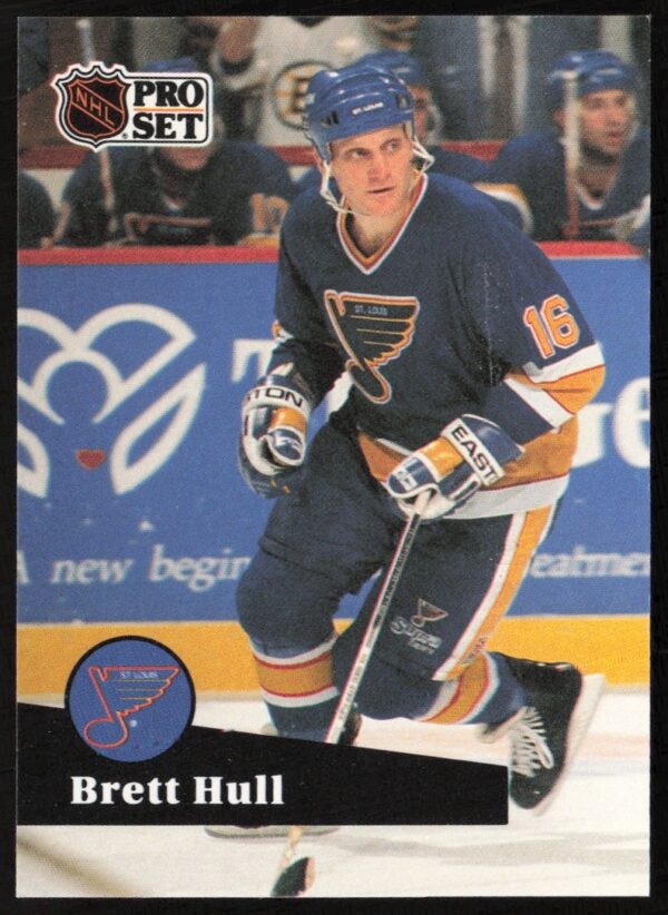 Brett Hull 1991-92 Pro Set NHL Card #215 - St. Louis Blues Forward in Action.