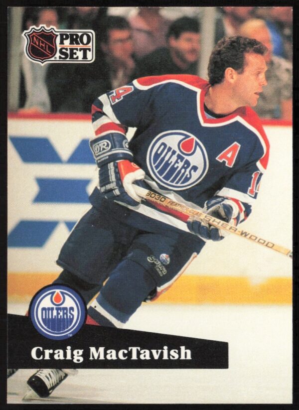 Craig MacTavish NHL Pro Set Card #77, 1991-92, action shot in team uniform.