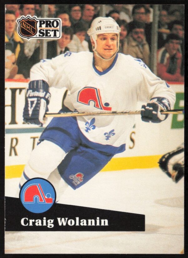 Craig Wolanin 1991-92 NHL Pro Set Card #203, showcasing hockey action.