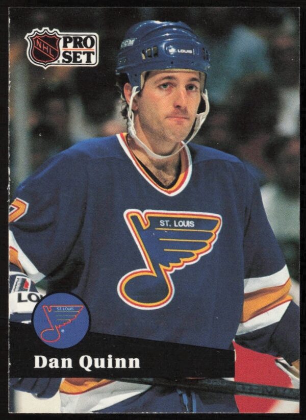 Dan Quinn 1991-92 Pro Set NHL Card #209, showcasing hockey career.