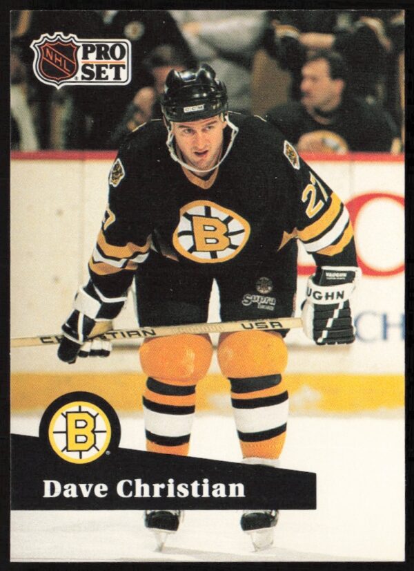 Dave Christian NHL card, 1991-92 Pro Set, showcasing dynamic gameplay, jersey #11.