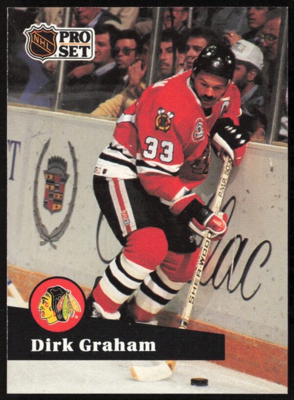 Dirk Graham Chicago Blackhawks 1991-92 NHL Hockey Card #51, Pro Set Series, Skating Action.