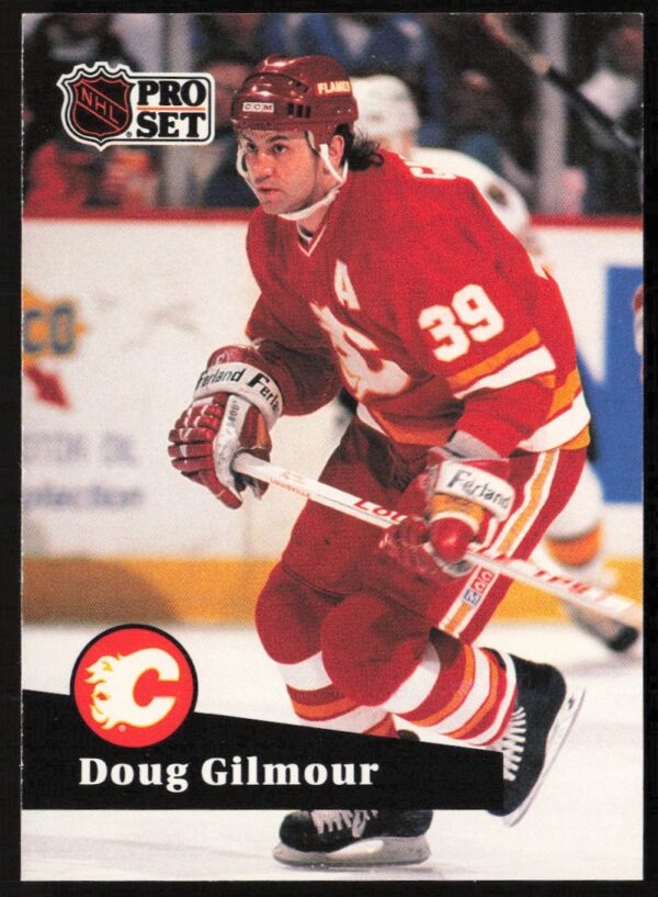 Doug Gilmour 1991-92 Pro Set NHL Card #34, Front View, Iconic Collectible.
