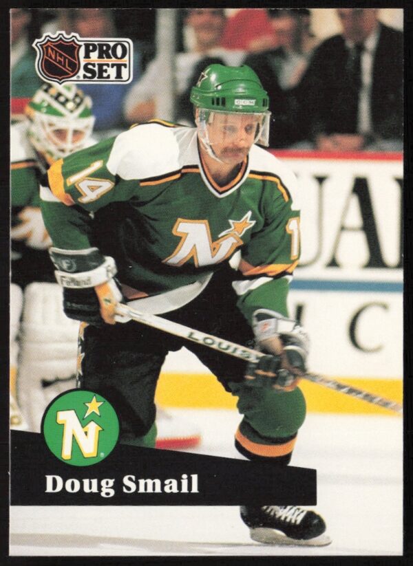 Doug Smail 1991-92 NHL Pro Set Card #117 featuring action shot on ice.
