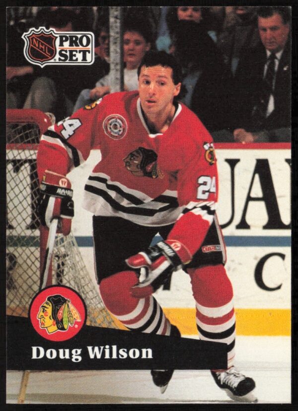 Doug Wilson 1991-92 Pro Set NHL Hockey Card, Defenseman in Action, #52.