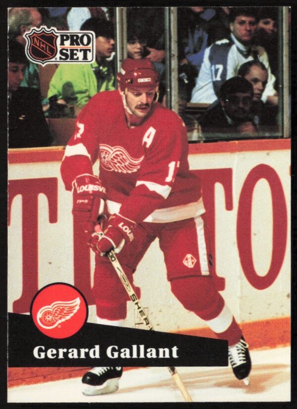 Gerard Gallant 1991-92 NHL Pro Set Card #63, showcasing his intense on-ice action.