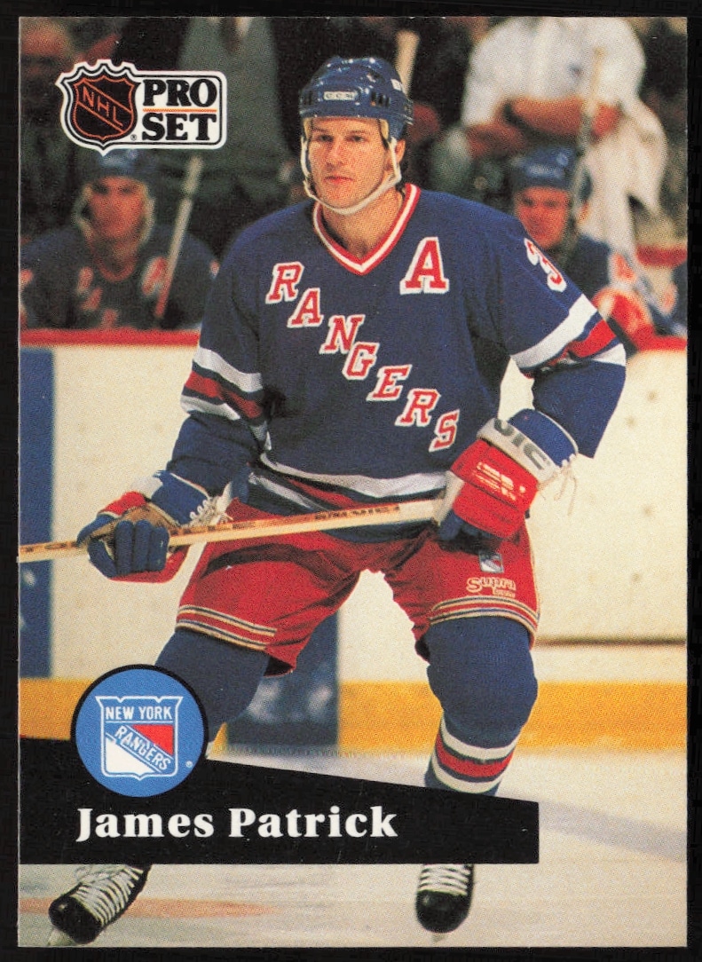 James Patrick NHL Card #164, 1991-92 Pro Set, New York Rangers.