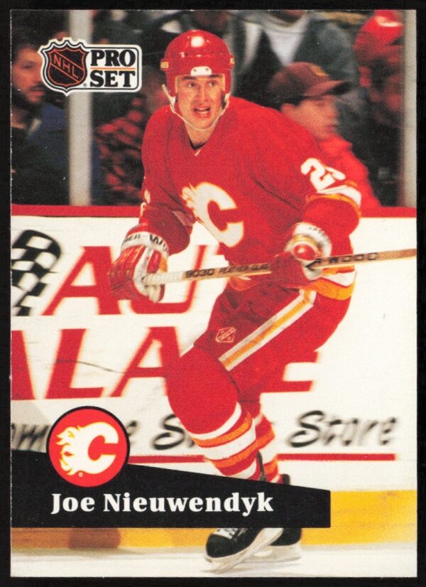 Joe Nieuwendyk, 1991-92 Pro Set NHL Card #29, Calgary Flames Uniform, Front View.