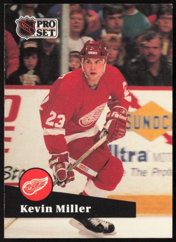 Kevin Miller Pro Set NHL Card #60, 1991-92 Season, Hockey Action Shot.