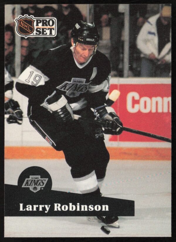Larry Robinson 1991-92 NHL Pro Set Card, number 104, in gameplay action.