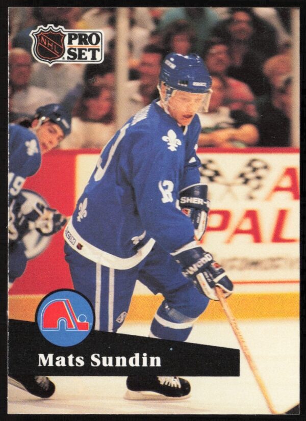 Mats Sundin 1991-92 NHL Pro Set Card #197 Front Quebec Nordiques Uniform
