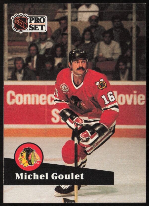 Michel Goulet 1991-92 Pro Set NHL card #50, Quebec Nordiques jersey, collectible.