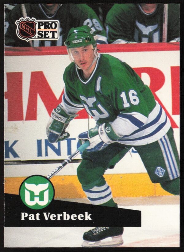 Pat Verbeek 1991-92 NHL Pro Set Card #86, hockey action shot.